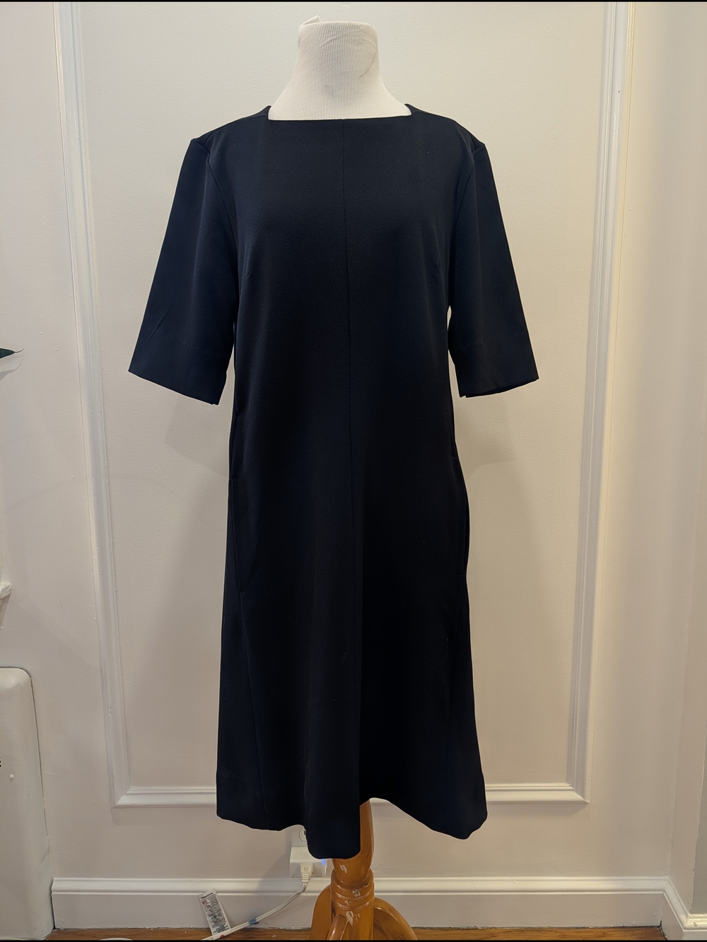 MM Lafleur Classic Navy Midi Shift Dress